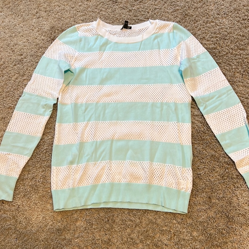 Express, medium, aqua and white, sweater